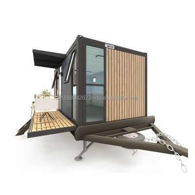 20ft 또는 40ft 현대 디자인과 샌드위치 패널 재료와 함께 바퀴에 완전히 장착 컨테이너 하우스