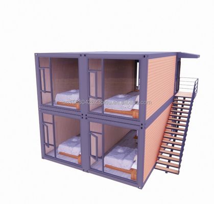 현대 디자인 20ft 또는 40ft 사전 제조 빌라 또는 조합 사무실을 위해 4 개의 침실과 함께 두 층 컨테이너 하우스