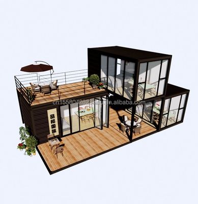 야외 럭셔리 2 침실 현대 디자인 플래트 팩 스틸 및 샌드위치 패널과 함께 Prefab 컨테이너 하우스 야외
