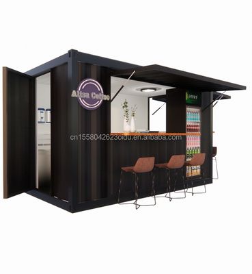 상점 슈퍼마켓 10-12FT 컨테이너 모바일 카페 철강 구조와 목조 주택 현대적인 스타일과 고품질의 디자인