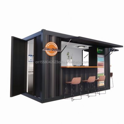 상점 슈퍼마켓 10-12FT 컨테이너 모바일 카페 철강 구조와 목조 주택 현대적인 스타일과 고품질의 디자인