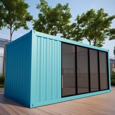 야외 20ft 전조 철강 구조 집 집 컨테이너 평면 포장 집 50/75/100mm 파동 샌드위치 패널로 만든