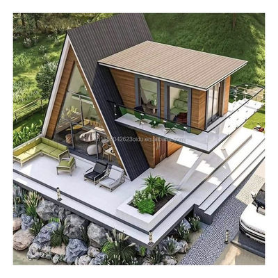 삼각형 모양 컨테이너 하우스 목재 주택 벽 50/75/100mm 파동 샌드위치 패널과 함께 Prefab 가정