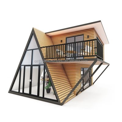 삼각형 모양 컨테이너 하우스 목재 주택 벽 50/75/100mm 파동 샌드위치 패널과 함께 Prefab 가정
