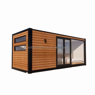 20 FT 커스터마이징 현대 사전 제조 된 철강 컨테이너 하우스 외부 목재 컨테이너와 알루미늄 합금 창문