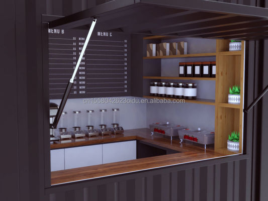 진열제철 정면 튜브 미니 팝업 상점 모바일 컨테이너 커피 바 하우스 10ft 컨테이너 50mm 벽과 75mm 벽