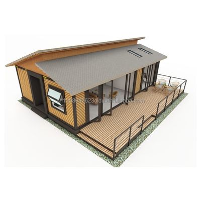 EU 현대 3 침실 평면 팩 컨테이너 하우스 목재 외벽 및 가설 철강 구부러기 180g 주거용