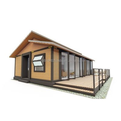 EU 현대 3 침실 평면 팩 컨테이너 하우스 목재 외벽 및 가설 철강 구부러기 180g 주거용