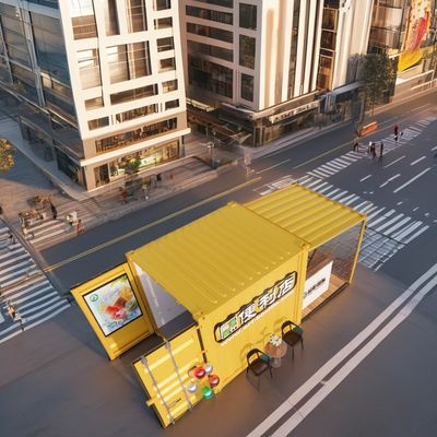 로그 벽 10ft 확장 가능한 강철 컨테이너 외관 패스트 푸드용 사전 제조 컨테이너 바 변경 된 운송 컨테이너 하우스