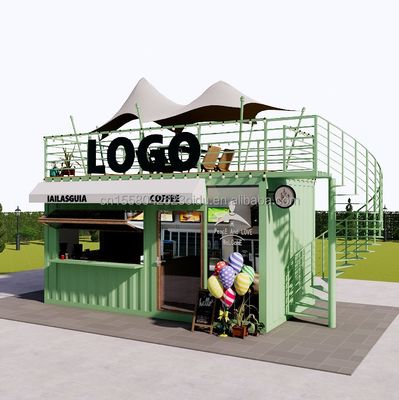 휴대용 10ft 20ft 전공 철강 구조 컨테이너 하우스 모바일 바 가게 패스트 푸드 벽 50mm 웨이브 샌드위치 패널