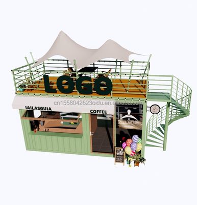 휴대용 10ft 20ft 전공 철강 구조 컨테이너 하우스 모바일 바 가게 패스트 푸드 벽 50mm 웨이브 샌드위치 패널