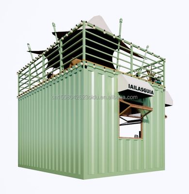 휴대용 10ft 20ft 전공 철강 구조 컨테이너 하우스 모바일 바 가게 패스트 푸드 벽 50mm 웨이브 샌드위치 패널
