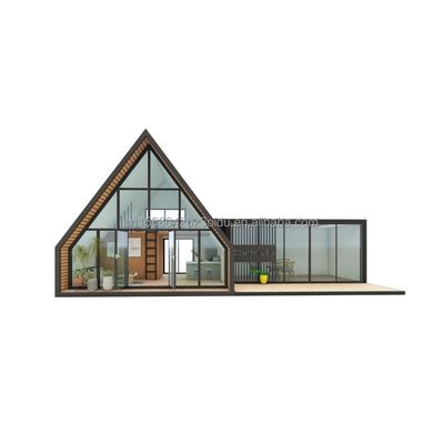 현대 디자인 삼각형 합성 평면 포장 철과 목재 컨테이너 하우스 야외 응용을위한 확장 20ft 또는 40f