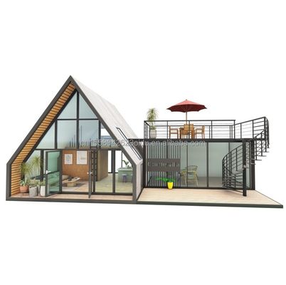 현대 디자인 삼각형 합성 평면 포장 철과 목재 컨테이너 하우스 야외 응용을위한 확장 20ft 또는 40f