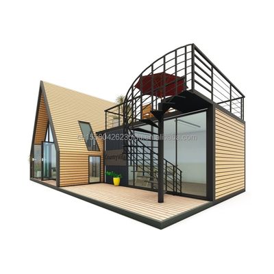 현대 디자인 삼각형 합성 평면 포장 철과 목재 컨테이너 하우스 야외 응용을위한 확장 20ft 또는 40f