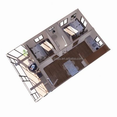 강철 구조 프레임 웰딩 EU 고급 20FT 조합 평면 포장 컨테이너 2 침실 가족 주거용 모빌 홈