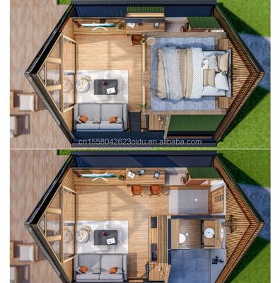 EU 표준 20ft 전공 평면 팩 컨테이너 하우스 장전 스틸 구부러기 180g 스틸 프레임에 삼각형 방