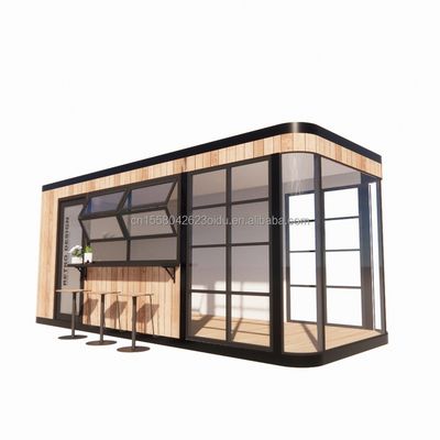 진열제철 정면 튜브 구조 20FT 컨테이너 커피 바 모바일 선라이트 하우스 커스터마이즈 된 색상 야외 바