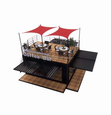 상점 20ft 공원 BBQ 컨테이너 모바일 휴대용 어셈블리 커피 바 50/75/100mm 웨이브 샌드위치 패널 벽과 나무 집