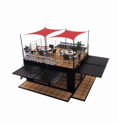 상점 20ft 공원 BBQ 컨테이너 모바일 휴대용 어셈블리 커피 바 50/75/100mm 웨이브 샌드위치 패널 벽과 나무 집