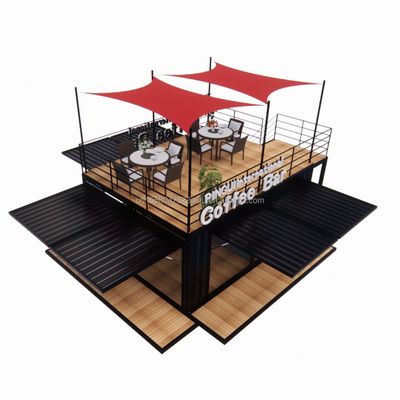 상점 20ft 공원 BBQ 컨테이너 모바일 휴대용 어셈블리 커피 바 50/75/100mm 웨이브 샌드위치 패널 벽과 나무 집