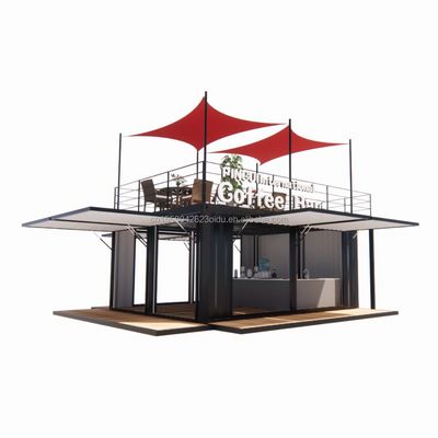 상점 20ft 공원 BBQ 컨테이너 모바일 휴대용 어셈블리 커피 바 50/75/100mm 웨이브 샌드위치 패널 벽과 나무 집