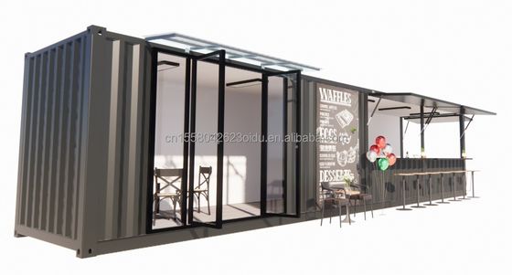진열제철 정면 튜브 주요 구조 20ft-40ft 맞춤형 모듈 컨테이너 커피숍 현대적인 디자인과 함께 음식 스탠드