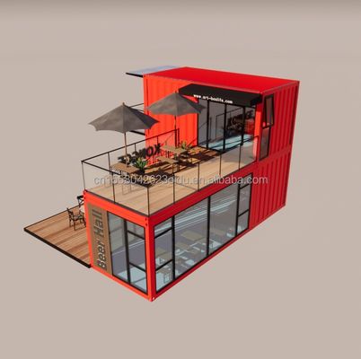 Pingui 20ft/40ft 가설제철 정면 튜브 배송 컨테이너 커피 휴대용 컨테이너 레스토랑 가게