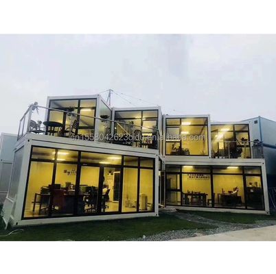 알루미늄 합금 창문과 큰 창문 디자인을 가진 사전 제조 된 철강 구조 컨테이너 레스토랑 부엌 침실