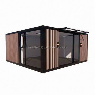 평면 상단 컨테이너 사전 제작 스튜디오 모방 나무 PVC 벽 패널 20ft 또는 40ft 크기의 저렴한 가족 거주