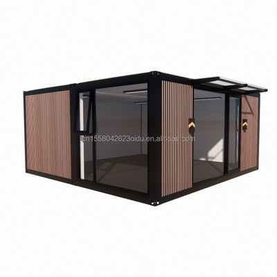 평면 상단 컨테이너 사전 제작 스튜디오 모방 나무 PVC 벽 패널 20ft 또는 40ft 크기의 저렴한 가족 거주