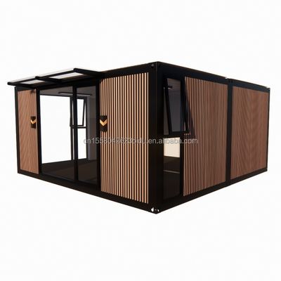 평면 상단 컨테이너 사전 제작 스튜디오 모방 나무 PVC 벽 패널 20ft 또는 40ft 크기의 저렴한 가족 거주