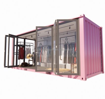 맞춤형 컬러 스틸 프레임 20ft Prefab 컨테이너 의류 상점 키오스크 부스