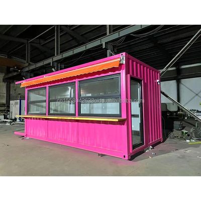 20ft 평면 모바일 컨테이너 상점 커피 매장 소매 스탠드 50mm 웨이브 샌드위치 패널 벽을 호텔