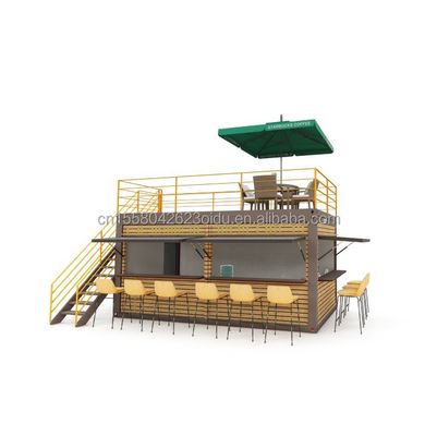 컨테이너 디자인과 50/75/100mm 웨이브 샌드위치 패널 벽으로 20 피트 컨테이너 커피 바 휴대용 사전 제조 된 상점