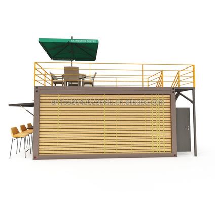 컨테이너 디자인과 50/75/100mm 웨이브 샌드위치 패널 벽으로 20 피트 컨테이너 커피 바 휴대용 사전 제조 된 상점