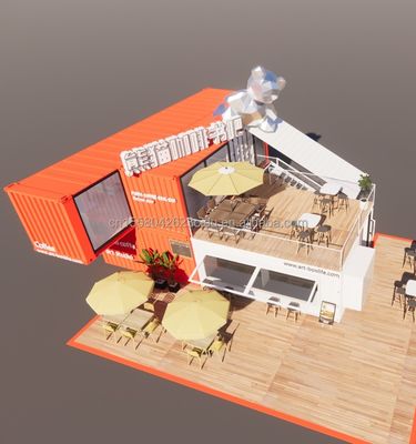 20ft 델럭스 컨테이너 스토어 큰 바닥 유리 작은 집 50/75/100mm 웨이브 샌드위치 패널 벽과 맞춤형 캐빈 빌라