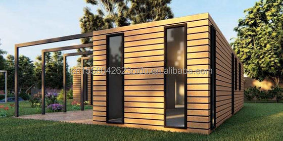 목재 컨테이너 하우스 EU 최고의 디자인 목재 곡물 유리 20ft 40ft Prefab 가정 고급 컨테이너 가정 Prefab 주택 현대