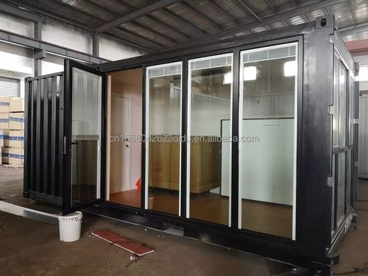 20ft 휴대용 접이식 컨테이너 캐빈 하우스 사용자 정의 색상 및 젤리화 철제 정면 튜브