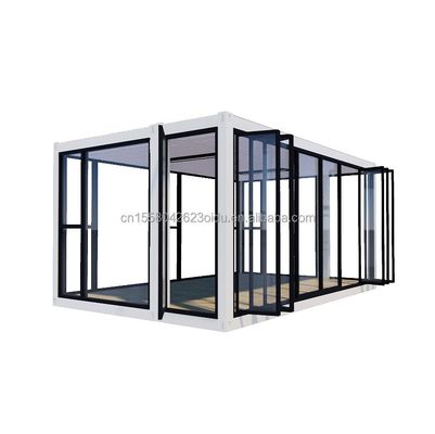 맞춤형 색상 20ft 컨테이너 자동차 전시실 전조 주택 접착 알루미늄 합금 온화 유리 모바일 상점