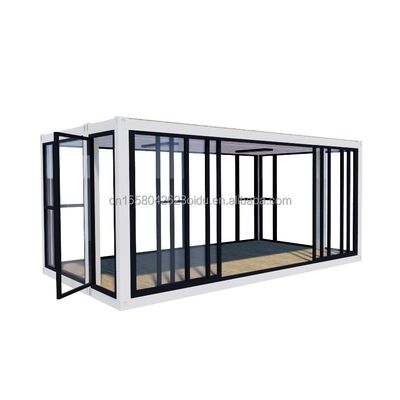 맞춤형 색상 20ft 컨테이너 자동차 전시실 전조 주택 접착 알루미늄 합금 온화 유리 모바일 상점