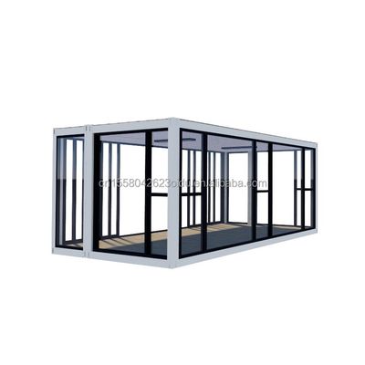 맞춤형 색상 20ft 컨테이너 자동차 전시실 전조 주택 접착 알루미늄 합금 온화 유리 모바일 상점