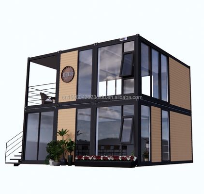 현대적 목재 외관 평면 포장 이동 주택 철강 프레임 가설 철강 굽기 180g 10ft 20ft 컨테이너